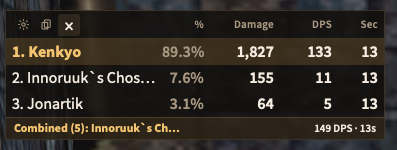 EQL Meter overlay during combat showing player DPS rows